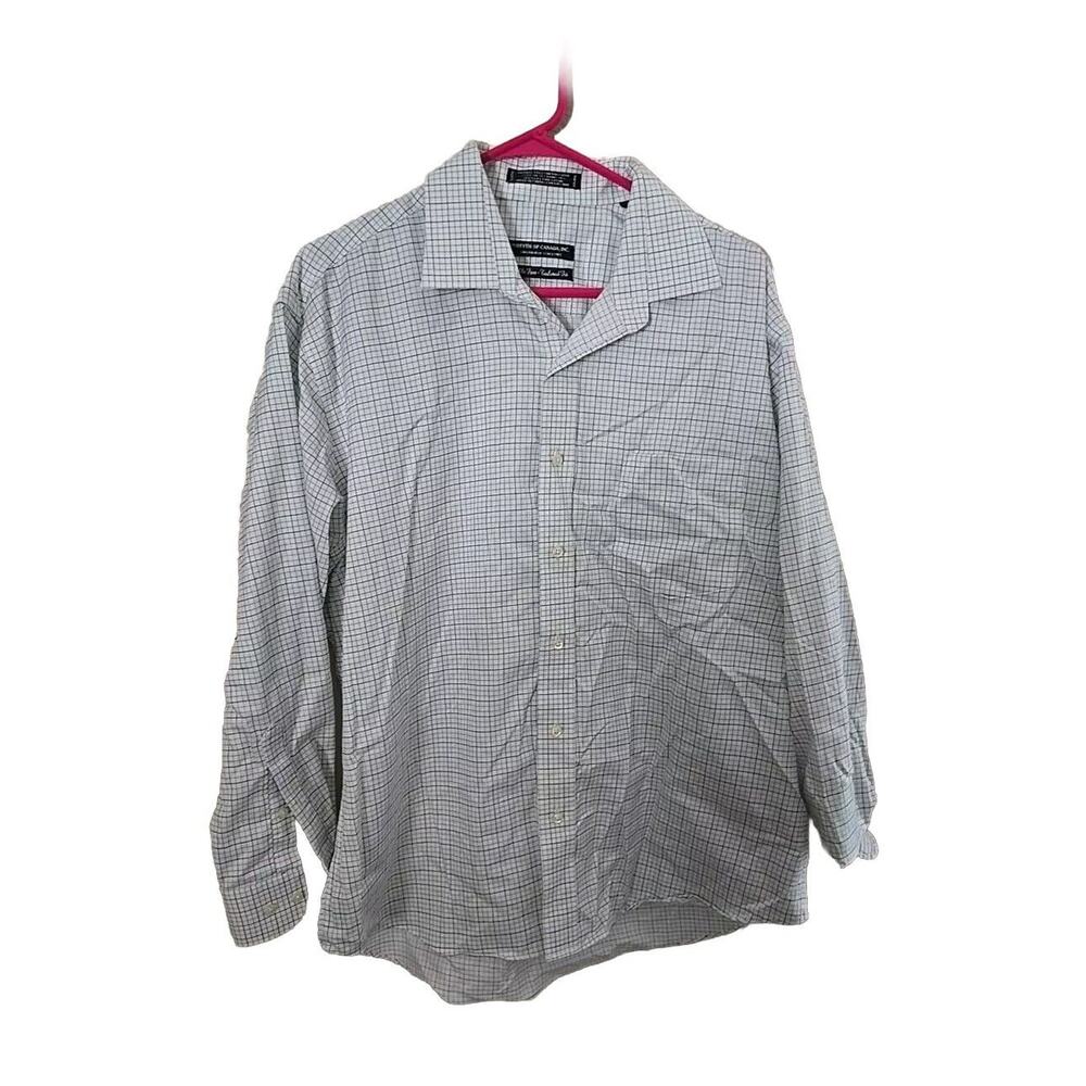 Forsyth of Canada White Check Wrinkle Free Button Down Shirt Men's Size 17